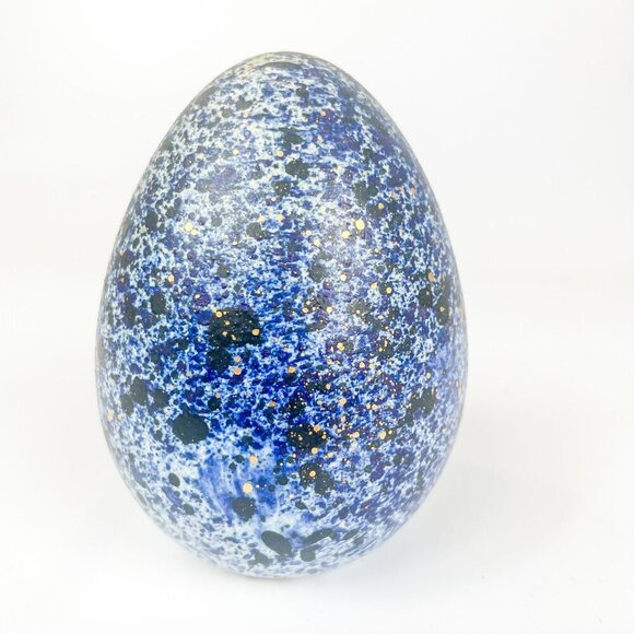 Guldkroken Ake Grunditz Ceramic Blue Gold Speckled Egg - Picture 2 of 8
